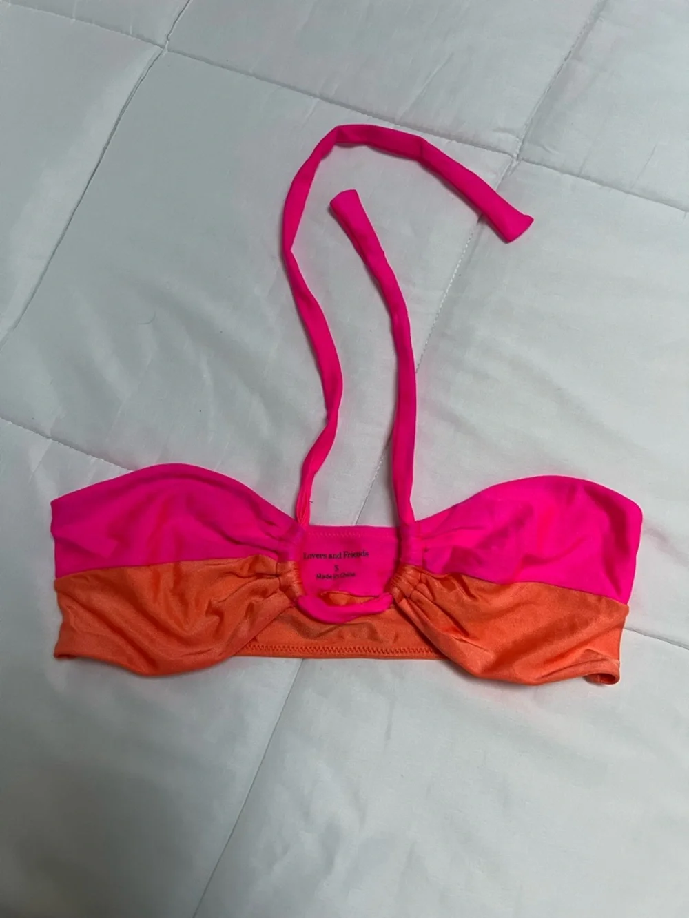 Lovers + Friends Neon Pink and Orange Two-Piece Bikini - Picture 3 of 6